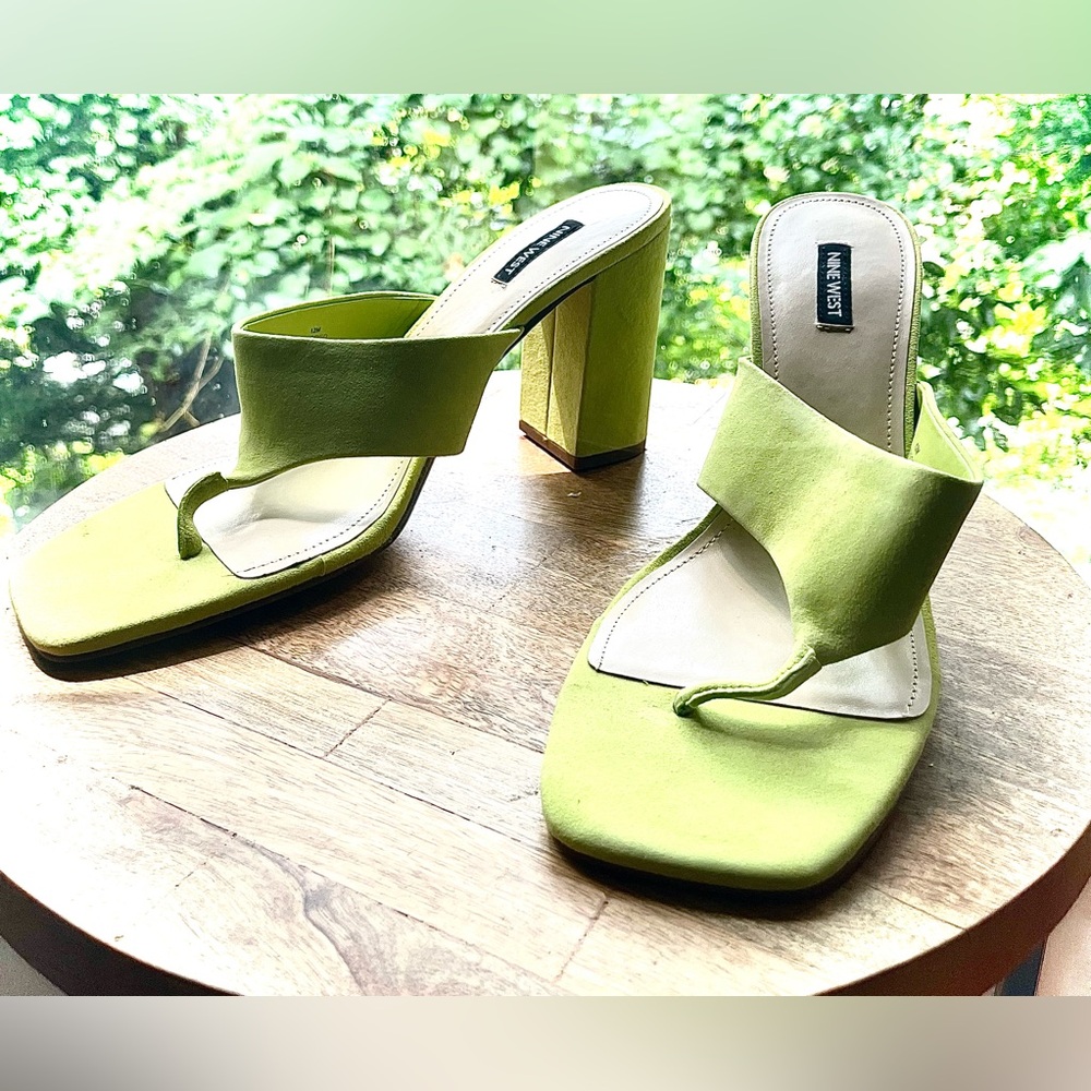 Nine West Lime Green Block Heel Sandals